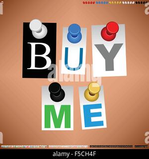 Pushpin 5 Pins with Customizable Word Vector Stock Vector