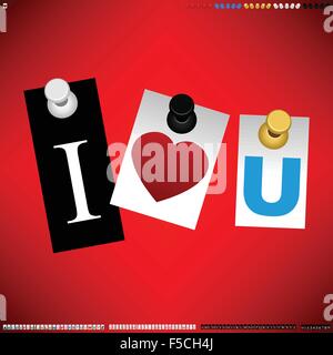 Pushpin I love You Pins with Customizable Word Vector Stock Vector