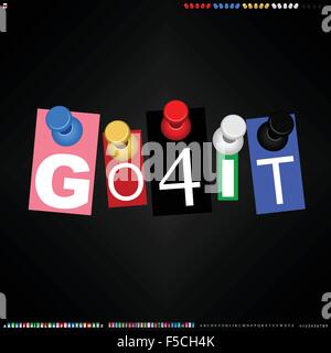 Pushpin Go 4 It with Customizable Word Vector Stock Vector