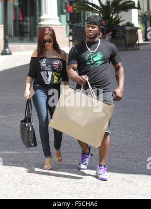 Baseball player Yasiel Puig and girlfriend, Andrea de la Torre shopping in Beverly Hills  Featuring: Yasiel Puig, Andrea de la Torre Where: Los Angeles, California, United States When: 31 Aug 2015 C Stock Photo