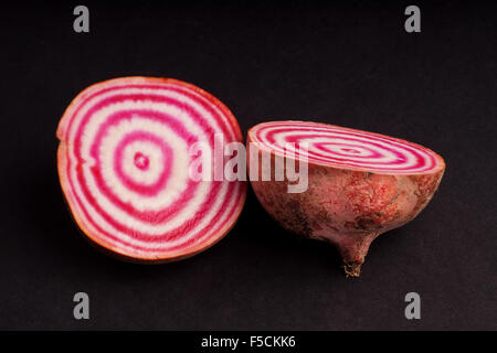 Organic healthy isolated cut Candy cane beetroot Stock Photo