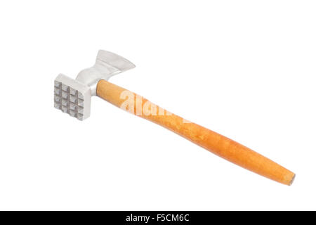 Wooden Meat cleaver and tenderizer isolated on white background Stock Photo