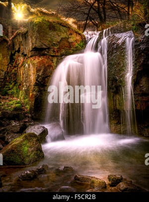 Lumsdale waterfalls, Matlock, Derbyshire. Stock Photo