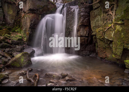 Lumsdale waterfalls, Matlock, Derbyshire. Stock Photo