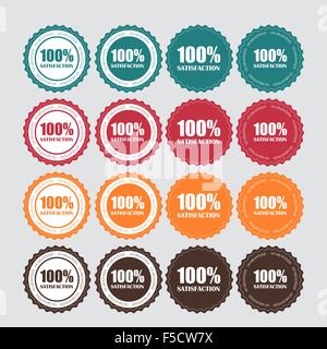 100 % Satisfaction Golden Label Vector Illustration Stock Vector