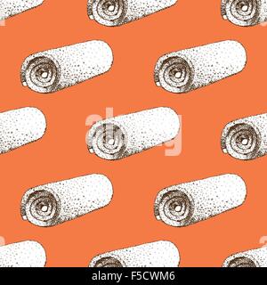 Sketch towel in vintage style, vector seamless pattern Stock Vector