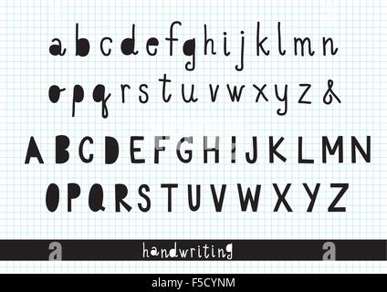 Hand writing alphabets doodle black and white Stock Vector