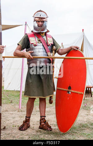 Roman soldier with scutum shield javelin Stock Photo - Alamy