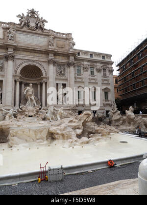 Maintenance work on the famous Trevi fountain in Rome, october 2015. The restoration was paid for by Fashion company Fendi. Stock Photo