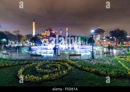 Hagia Sophia, Sultan Ahmet Park, fountain, Istanbul, European side, Turkey Stock Photo