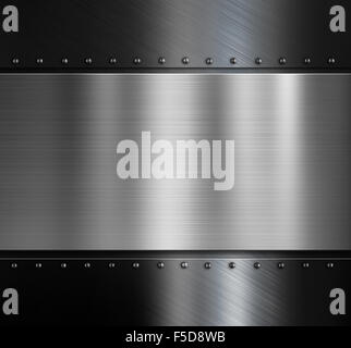 metal plate with rivets over black grid background 3d illustration ...