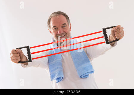 Healthy fitness elderly man . Sport and exercise concept. Stock Photo