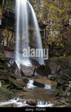Melincourt Falls, Resolven, Vale of Neath, Port Talbot, Wales, United Kingdom. Stock Photo