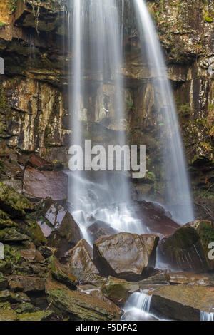 Melincourt Falls, Resolven, Vale of Neath, Port Talbot, Wales, United Kingdom. Stock Photo