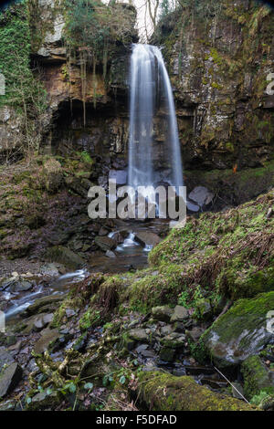 Melincourt Falls, Resolven, Vale of Neath, Port Talbot, Wales, United Kingdom. Stock Photo