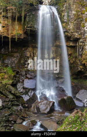 Melincourt Falls, Resolven, Vale of Neath, Port Talbot, Wales, United Kingdom. Stock Photo