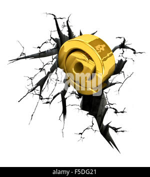 Email crack / 3D render of email symbol falling into crack Stock Photo