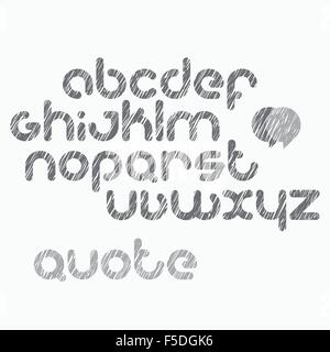 set of alphabet, scratch, round letters isolated on white background. vector font type design Stock Vector