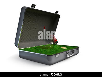 ackage holiday golf / 3D render of golf tourism concept Stock Photo