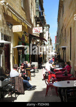 The Cafe scene in the Centre of Valletta, Malta Stock Photo