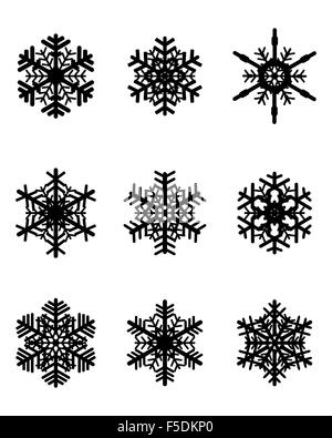 illustration of icon set of 6 different snowflakes. Set-2 Stock Photo ...