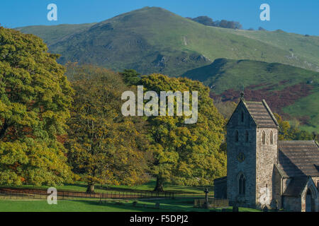 Church of the Holy Cross at Ilam Park, Ilam in the Peak Distrist, near Ashbourne, Derbyshire, England. Stock Photo