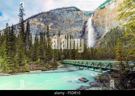 Takakkaw Falls in Yoho National Park, the 45th tallest waterfall in BC. Stock Photo