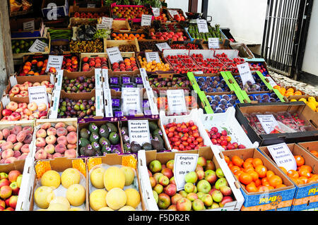 Fruit and vegetable stall, Hampstead High Street, Hampstead, London Borough of Camden, Greater London, England, United Kingdom Stock Photo