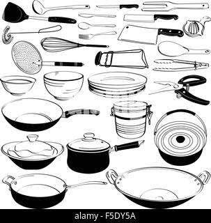 Kitchen Tool Utensil Equipment Doodle Drawing Sketch Stock Vector