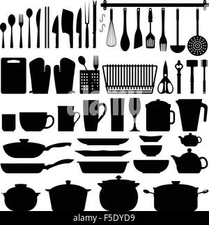 Kitchen Utensils Silhouette Vector Stock Vector
