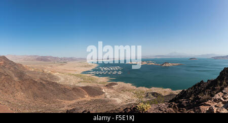 View over Lake Mead seen from the way between Las Vegas and Hoover Dam Stock Photo