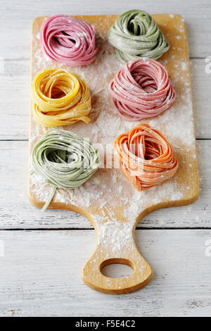 raw color  pasta fettuccine, food Stock Photo