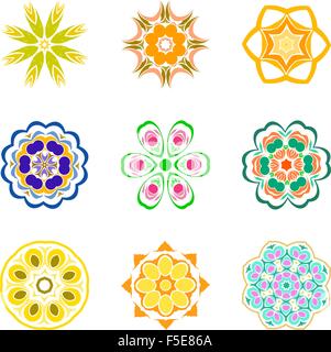Set of nine vintage geometric circular elements. Vector gold monogram ...
