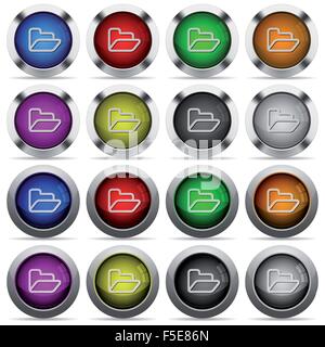 Set of folder glossy web buttons. Arranged layer structure. Stock Vector