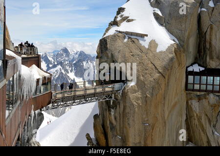 Viewing platforms and walkways, Aiguille du Midi, Mont Blanc Massif, Chamonix, Haute Savoie, French Alps, France, Europe Stock Photo