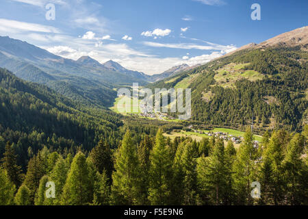 Santa Maria village, Umbrail Pass, Mustair Valley, Canton of Grisons (Graubunden), Switzerland, Europe Stock Photo