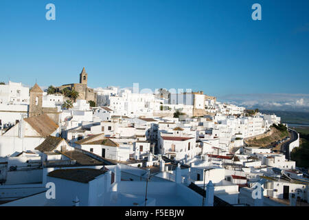 Rooftop views of the whitewashed village (Pueblos blanca) of Vejer de la Frontera, Cadiz province, Andalucia, Spain, Europe Stock Photo