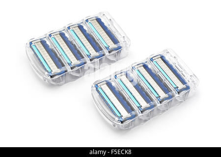 shaving razors heads on white Stock Photo