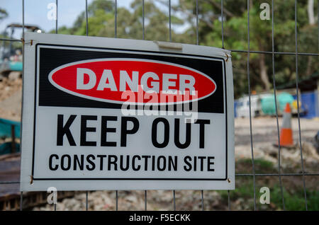 Keep out sign at a construction site Stock Photo