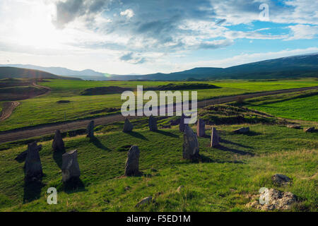 Karahunj Zorats Karer, prehistoric archaeological stonehenge site, Syunik Province, Armenia, Caucasus, Central Asia, Asia Stock Photo