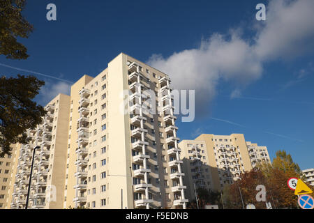Warsaw Poland blocks of high rise flats apartments in the Muranow district built in the 1960s 1970s Stock Photo