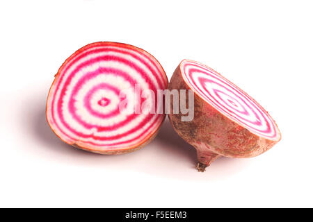 Organic healthy isolated cut Candy cane beetroot Stock Photo