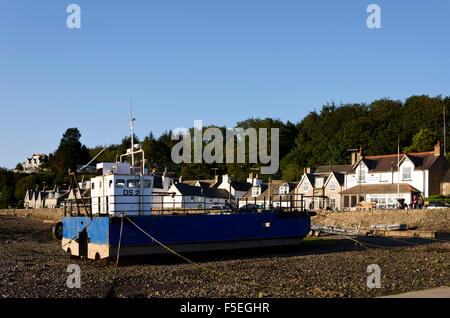 Scallop dredger beached at Kippford on the Solway Coast in Galloway, South West Scotland. Stock Photo