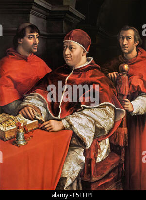 Raffaello Sanzio - Raffaello - Pope Leo X with Cardinals Giulio de' Medici and Luigi de' Rossi Stock Photo