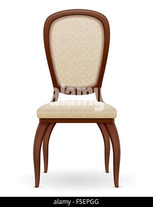 wooden chair furniture with padded backrest and seats vector illustration isolated on white background Stock Vector