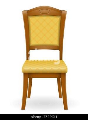 wooden chair furniture with padded backrest and seats vector illustration isolated on white background Stock Vector