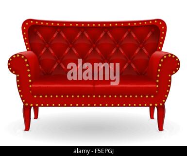 red sofa furniture vector illustration isolated on white background Stock Vector