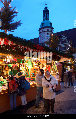 Europe Saxony Leipzig Christmas market Old Town Hall Stock Photo