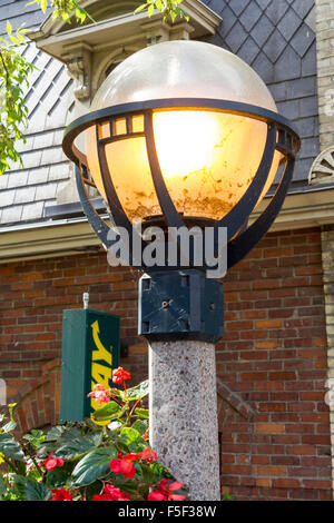 Illuminated street lamp in Toronto, Ontario, Canada Stock Photo