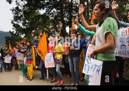 India, Himachal Pradesh, Shimla (Simla), ABVP Student Protest in front of District Commissioner’s office Stock Photo